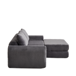 Corduroy 2-in-1 Sofa Bed with Two Pillows and Removable Footstool, Corduroy
