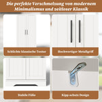 Kitchen Cabinet with LED Sensor Light and Adjustable Shelves, White