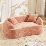 Sofa, curved two-seater with armrests and 2 cushions, cream linen