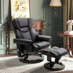 Recliner Chair, Massage Function & Footstool, Faux Leather Black