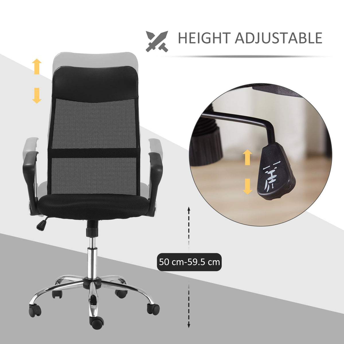Office Chair with Mesh, Ergonomic Gaming Swivel, Black