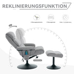 023 Recliner Chair, 5-Point Massage, Heated, 360° Swivel, Chenille Fabric Grey