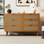 Chest of drawers 6 drawers with metal handles made of wood