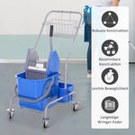 Cleaning Cart Mobile Mop Bucket, 25 Liters with Wringer and 4 Wheels, Blue