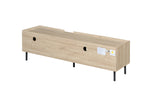 Minimalist Lowboard TV Stand 160cm Openwork Design for 65-inch TV - Natural Wood