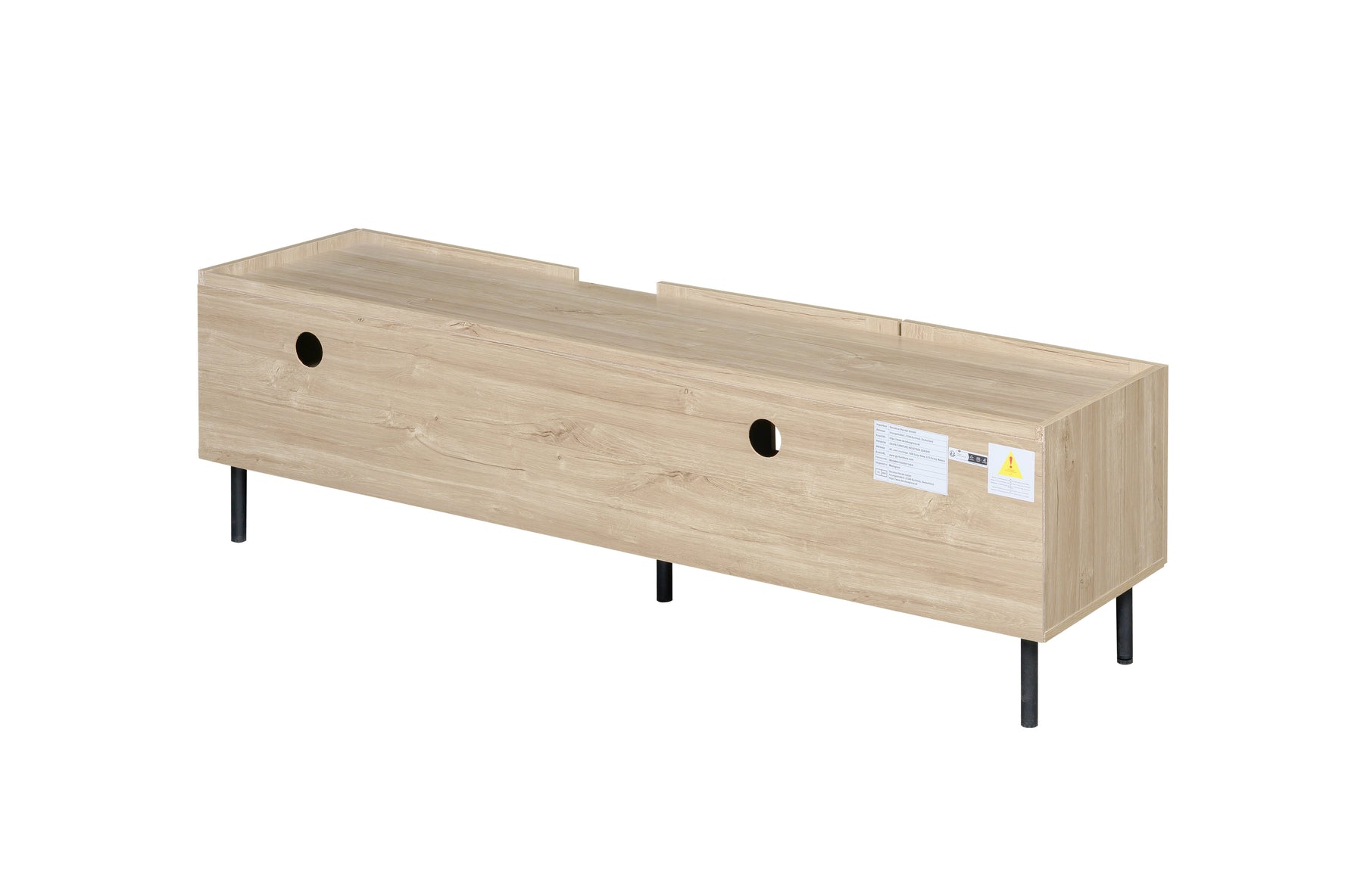 Minimalist Lowboard TV Stand 160cm Openwork Design for 65-inch TV - Natural Wood
