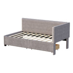 Upholstered Bed Sofa, 90x200 Multifunctional with 2 Storage Drawers, Gray Velvet