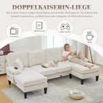 Modern 4-Seater U-Shaped Sofa with Double Chaise Lounge and Corduroy Upholstery, Beige