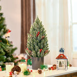 Artificial Christmas Tree Table 170 Branches Snowy Berries Pine Cones Plastic