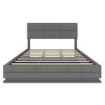 Upholstered Bed 180x200cm with Storage & LED, Grey Velour