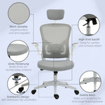 Ergonomic Office Chair, Headrest Rocking Function Height Adjustable, Grey