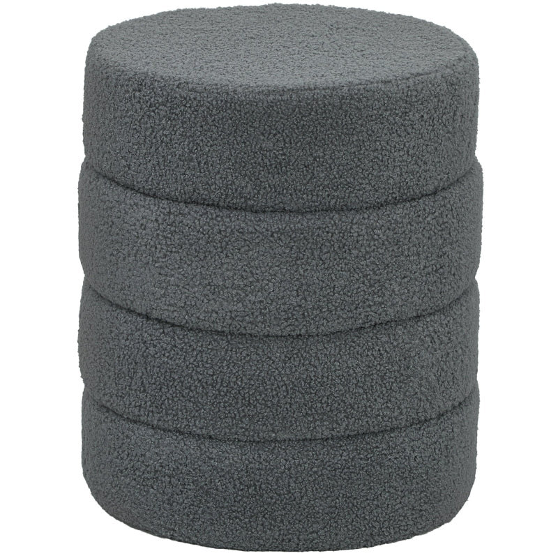 Stool, Round Teddy Fleece, 120 kg, Dark Grey