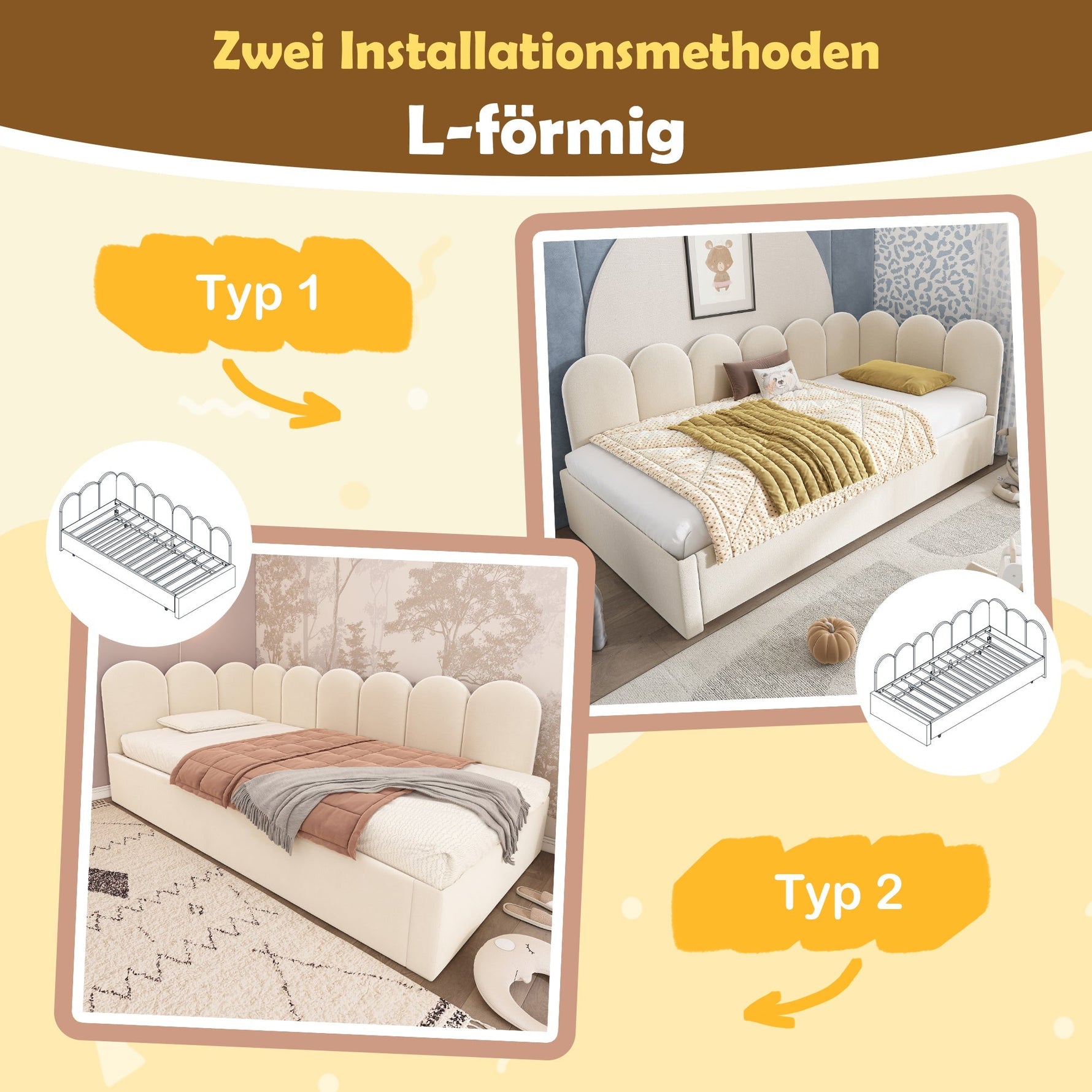 Upholstered Daybed Sofa Bed 90x200cm Pull-out Slatted Base Velvet Beige