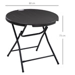 Garden Table Round Folding Ø80cm 4 People Wood Look Dark Grey