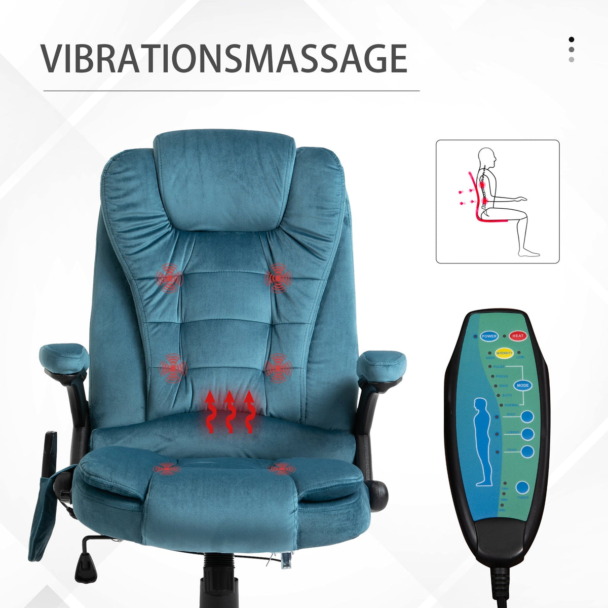 Office Chair Gaming Chair, Massage & Heating Function, Height-Adjustable 120kg, Blue