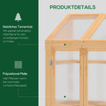 Cold Frame Mini Greenhouse, 70x50x120 cm, Cover, Window, Double Door, 3 Shelves, Wooden Brown