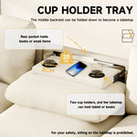 Three-seater Sofa Modern Folding Table USB Port Drink Holder Storage - Chenille