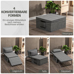 4-in-1 Folding Bed Guest Bed Armchair Ottoman, 5-Level Adjustable, Steel Frame