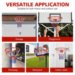 Basketball Rim Replacement, Heavy Duty, Wall/Door Mounted, In-Ground & Wall-Mounted, Red