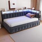 Upholstered Sofa Bed 90x200cm, Trundle & Storage, Dark Grey Velvet