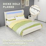 Upholstered Bed with LED Headboard & Mattress 140x200 cm, Beige