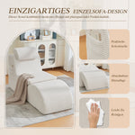 Modern Leisure Chair with Ergonomic Compression Foam and Side Pocket, Beige