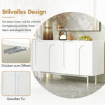 Sideboard, Minimalist Arched Pattern 4-Door, Pure White