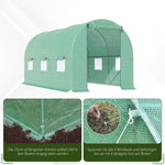 Polytunnel Greenhouse/Tomato Greenhouse with Window 445x190x200cm, Green