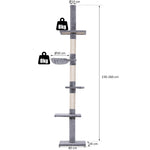 Cat Tree, Height Adjustable Sisal Posts, Grey