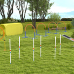 Dog Slalom Poles Agility Training Set with 600D Bag, Polyester White Blue