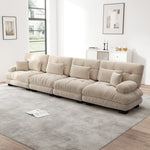 Modular Corner Sofa, 4-Seater Deep Seat Sleeper, Light Brown Chenille