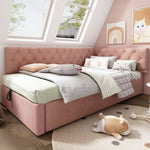 Upholstered Double Bed 180x200 with Storage & LED, Beige Chenille