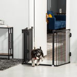 Dog Barrier, Automatic Door, Adjustable, Foldable, 3 Panels, Metal