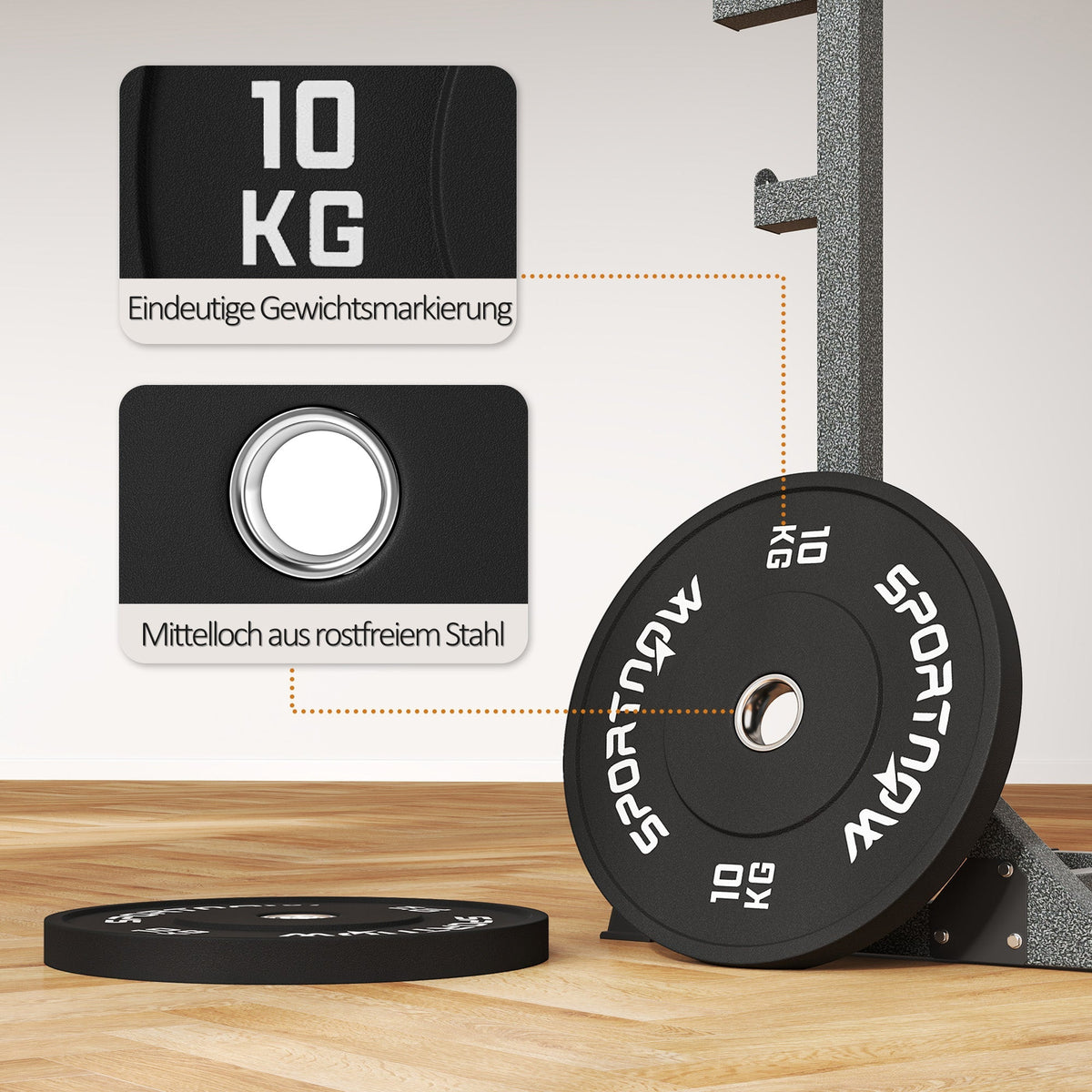 Dumbbell Weights, 2 x 10 kg, for 5 cm Barbell, Black