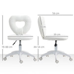 Desk Chair, Swivel Home Office Chair with Heart-Shaped Backrest, Height-Adjustable, White