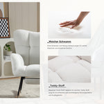 009B Rocking Chair, Upholstered with Retractable Footrest, White Teddy Fabric