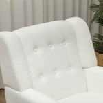 Armchair Tufted Lounge Chair with Teddy Fleece, White