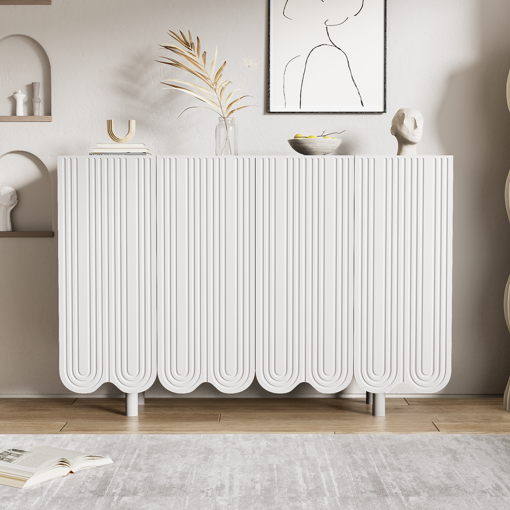 Sideboard with Teardrop Molded Doors and Buffer Hinges