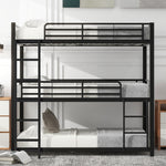 Triple Bunk Bed 90x200cm Metal for Children & Adults, Black