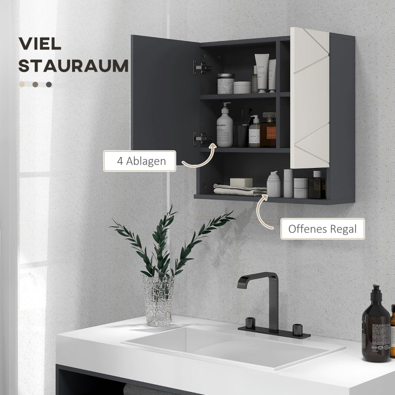 kleankin Mirror Cabinet, Adjustable Shelf, Anti-Fog, Gray
