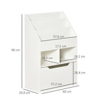 Children's Bookshelf with Drawer, 3 Shelves 2 Compartments, White