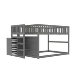 Low Bunk Bed, 140x200cm Safety with Storage, Wooden, Grey