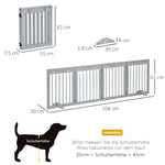 Dog Gate, 4-Part Foldable Freestanding, Wooden Light Grey