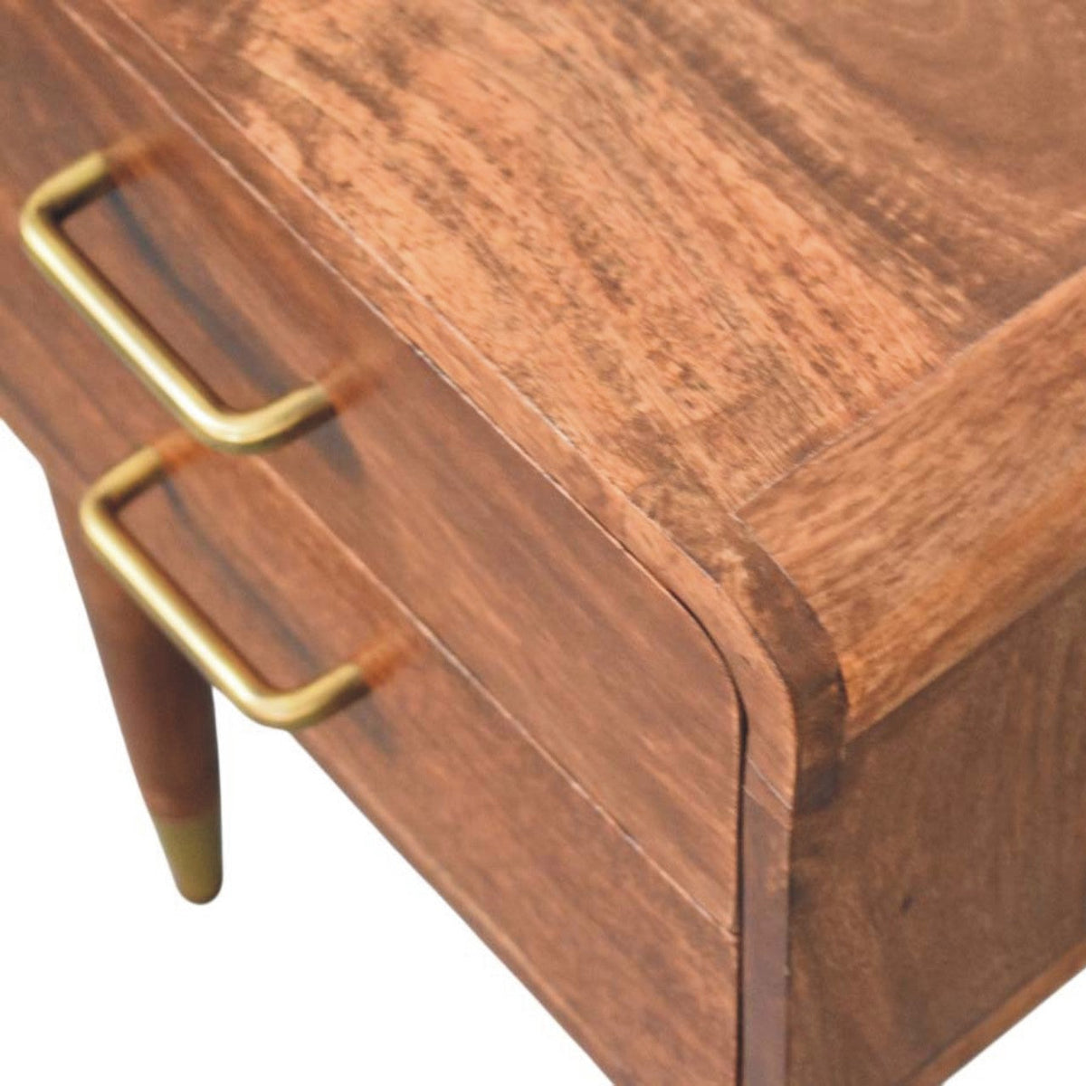 Astor 2-Drawer Nightstand, Solid Wood Brown