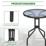 Round Garden/Balcony Table Ø60xH70cm Safety Glass Metal