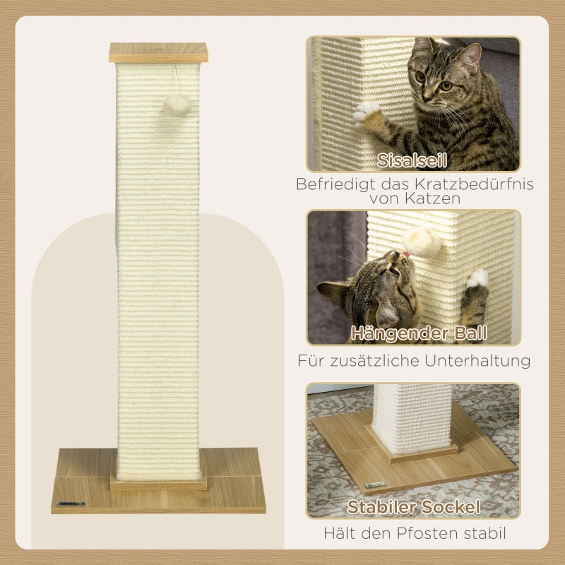 Cat Tree with Toys, 80 cm, Beige + Natural