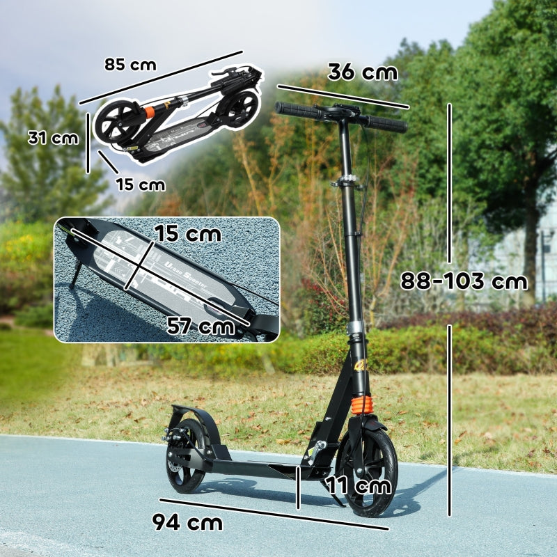 Children's Scooter with Adjustable Handlebars and Foldable Frame, Black