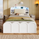 Panel Bed 90x200cm Hydraulic Storage USB-C Charging LED Multifunctional White