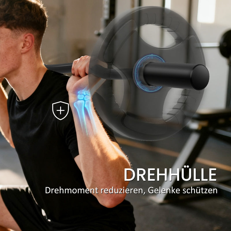 Olympic Barbell with 5 cm Sleeves and 100 kg Load Capacity, Black Steel