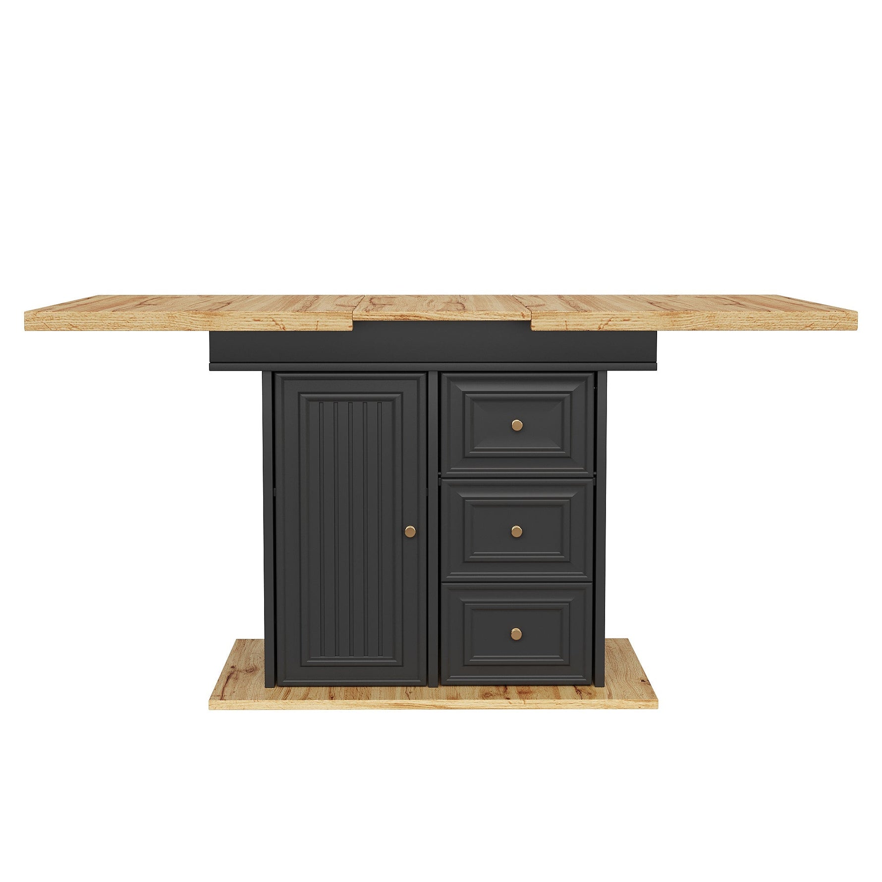 Extendable Dining Table with LED Lighting, 110-140cm, Seats 6, Wood Finish